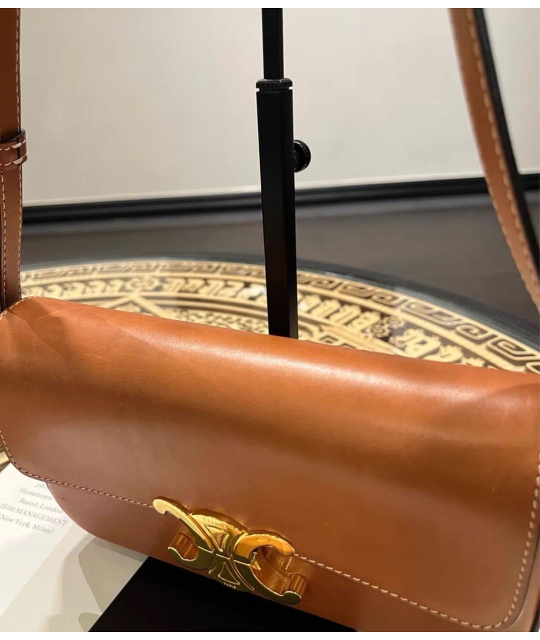 CELINE Коричневая кожаная сумка через плечо, фото 5