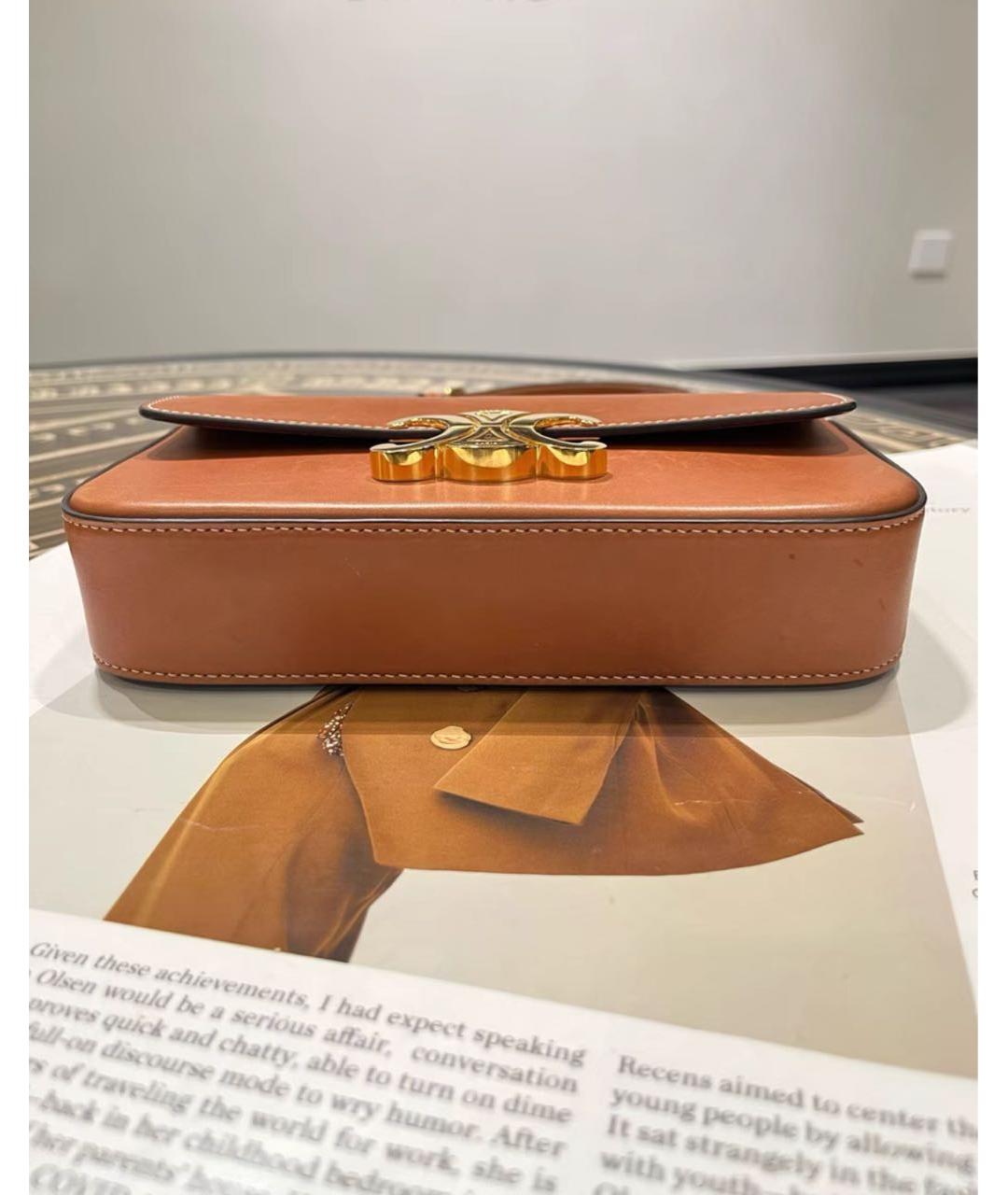 CELINE Коричневая кожаная сумка через плечо, фото 6