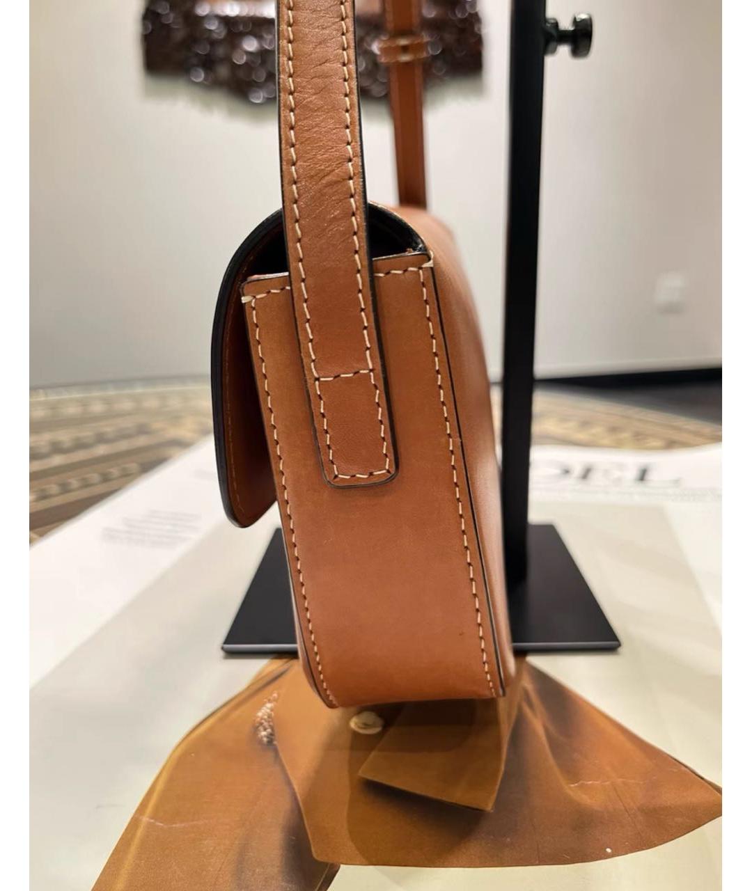 CELINE Коричневая кожаная сумка через плечо, фото 3