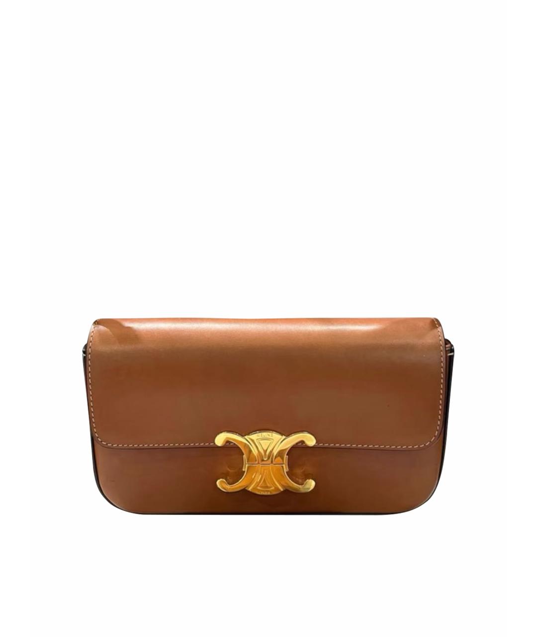 CELINE Коричневая кожаная сумка через плечо, фото 1