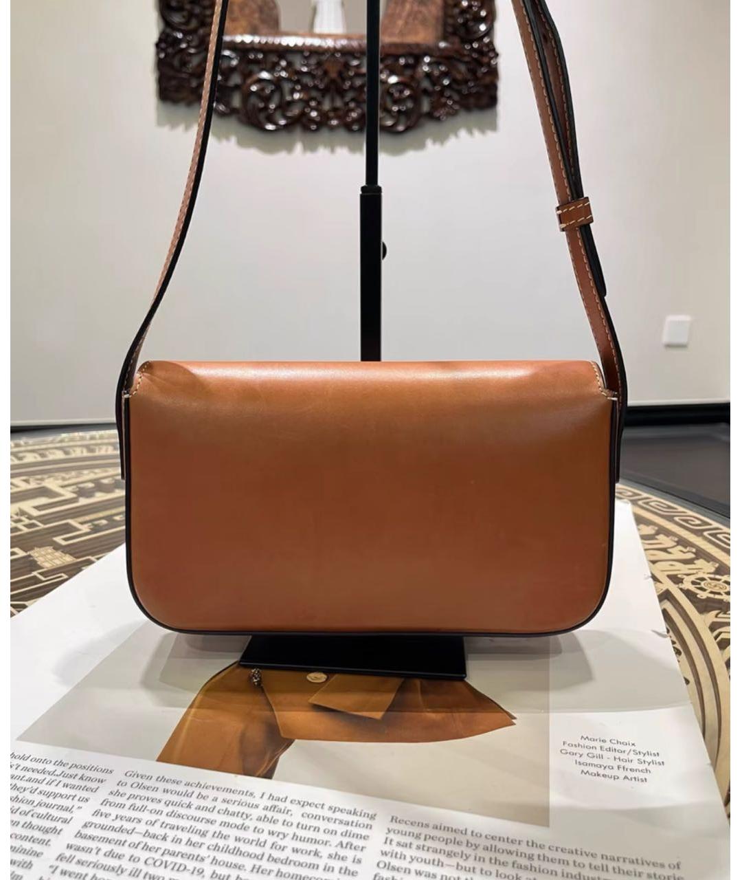 CELINE Коричневая кожаная сумка через плечо, фото 4