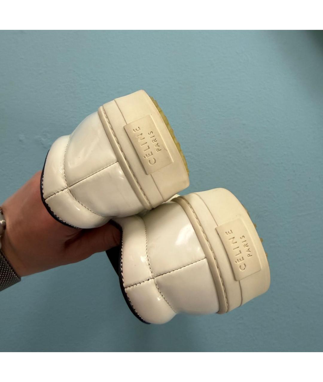 CELINE Белые кожаные слипоны, фото 8