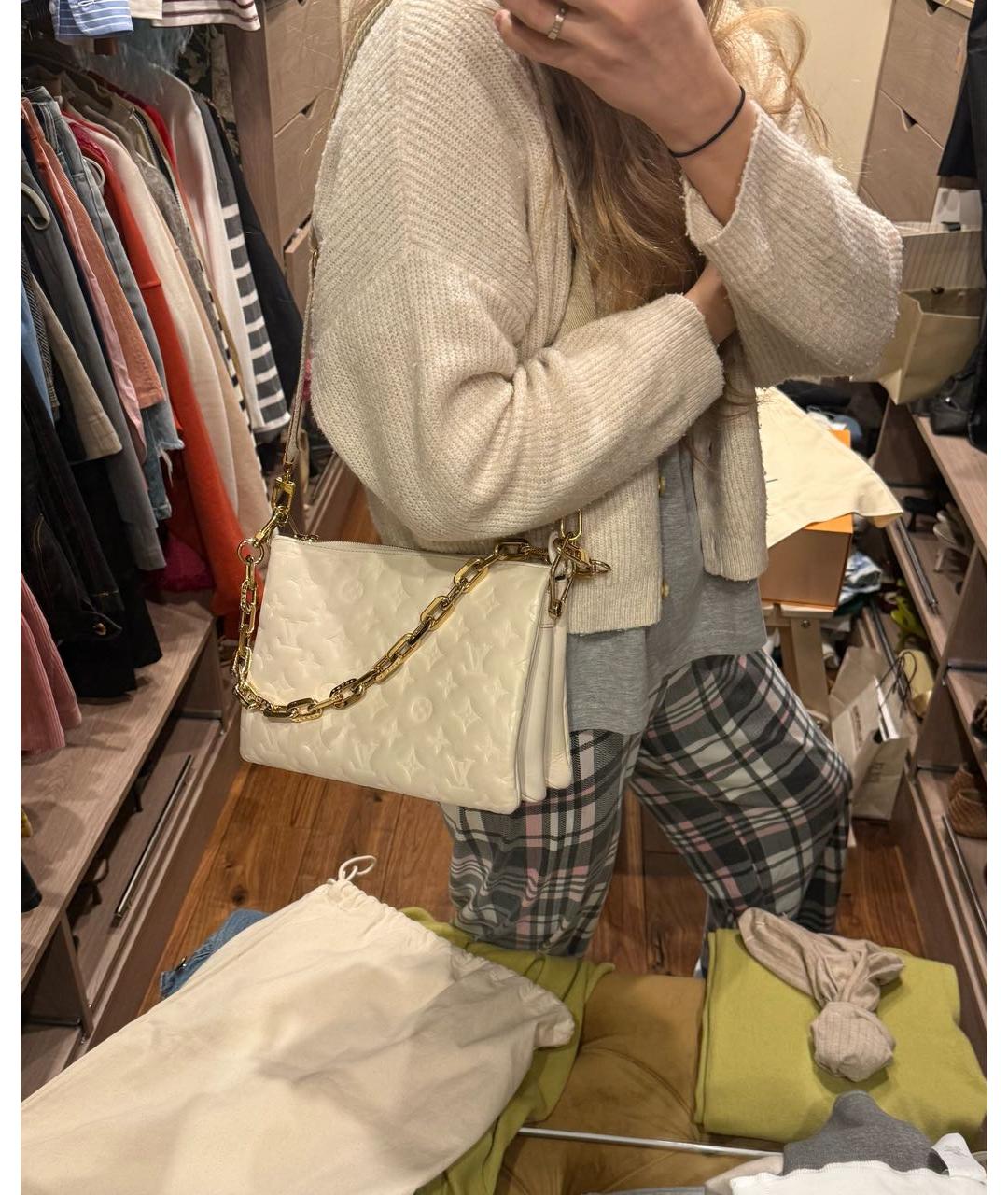 LOUIS VUITTON Белая кожаная сумка через плечо, фото 8