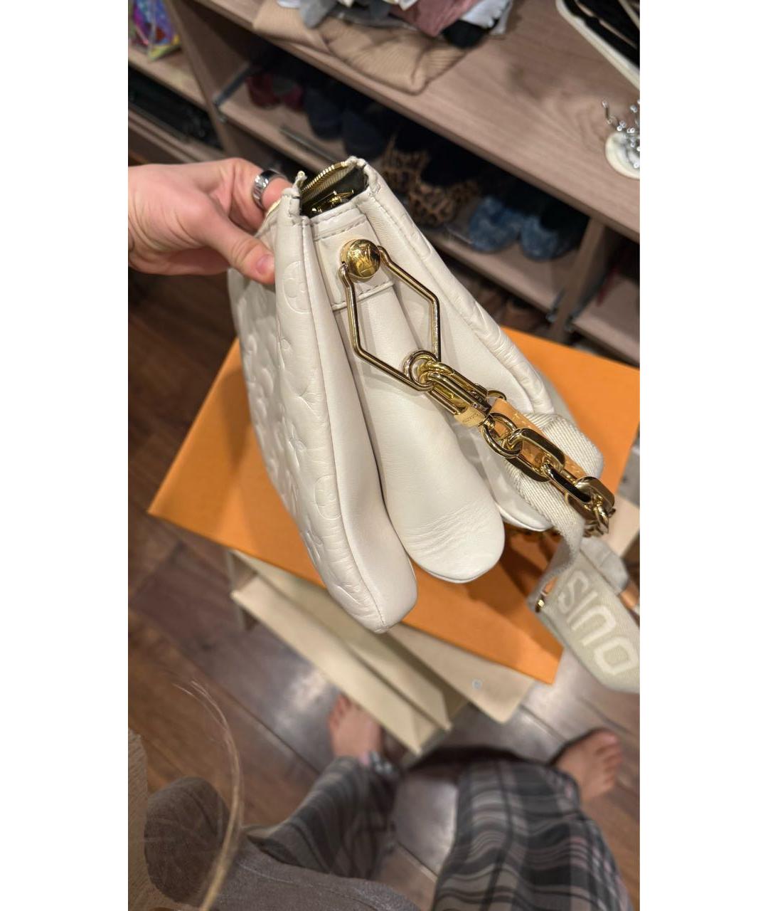 LOUIS VUITTON Белая кожаная сумка через плечо, фото 5