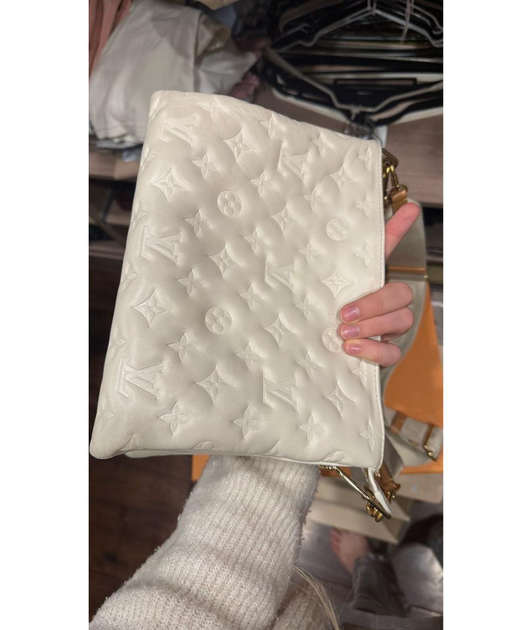 LOUIS VUITTON Белая кожаная сумка через плечо, фото 3