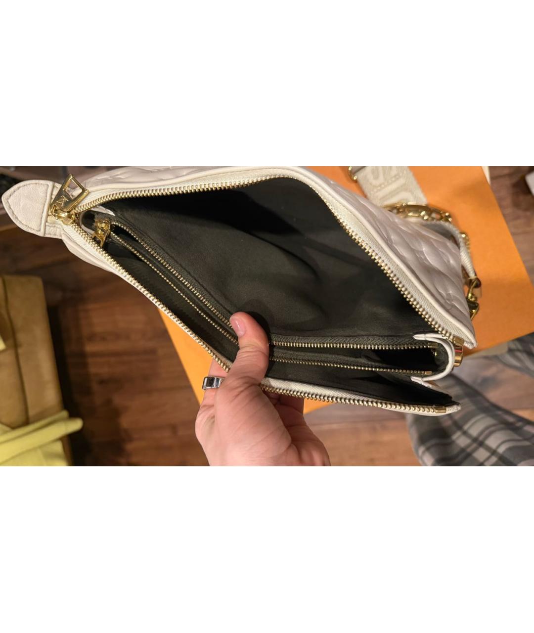 LOUIS VUITTON Белая кожаная сумка через плечо, фото 6