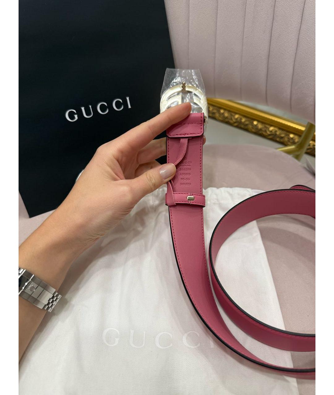 GUCCI Розовый кожаный ремень, фото 6