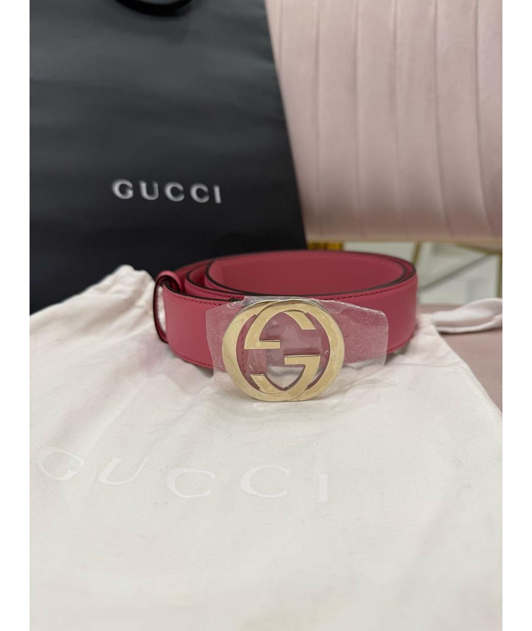 GUCCI Розовый кожаный ремень, фото 4