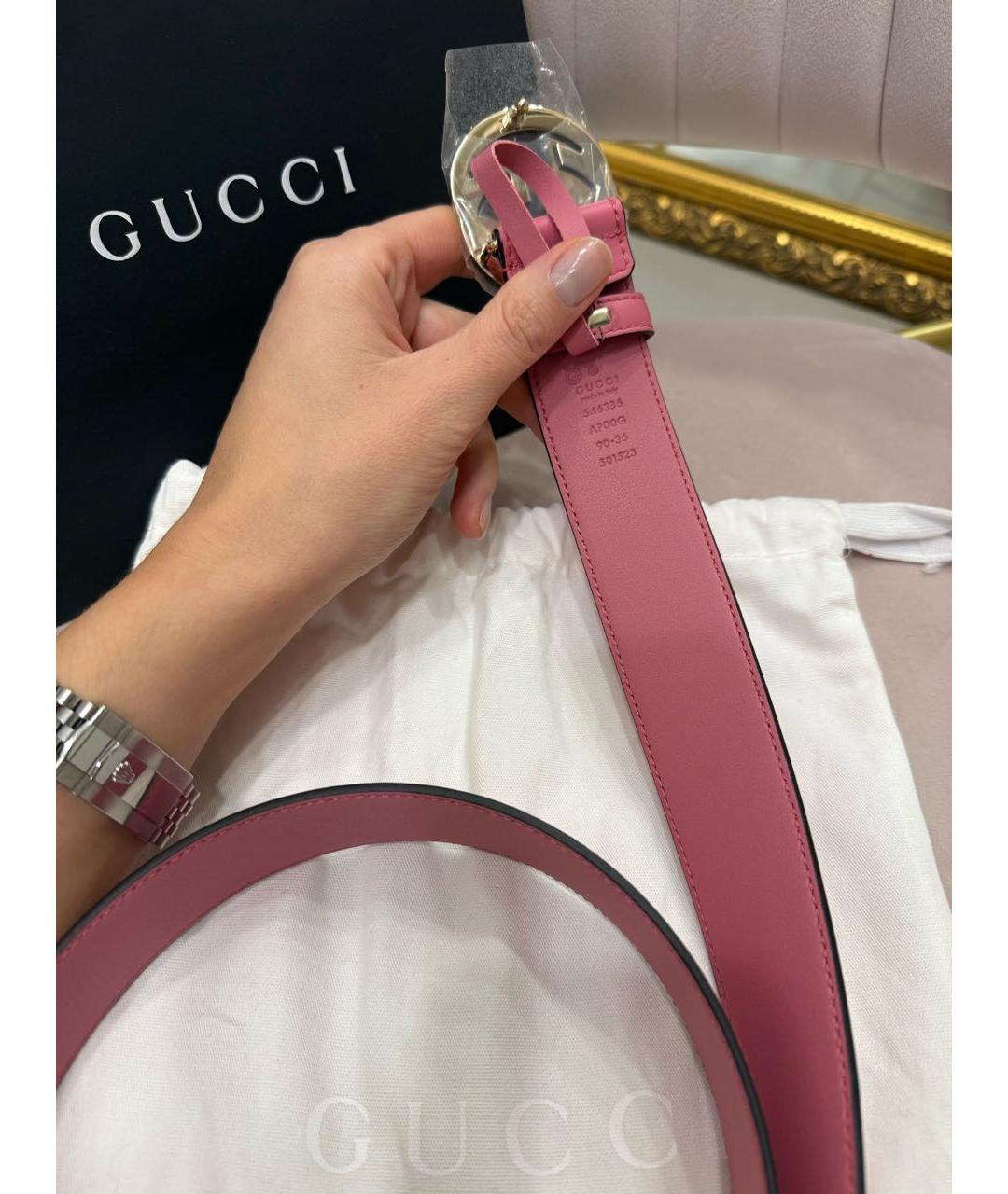 GUCCI Розовый кожаный ремень, фото 5