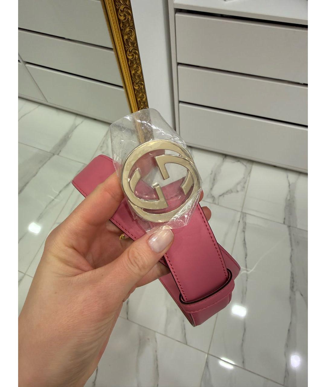 GUCCI Розовый кожаный ремень, фото 2