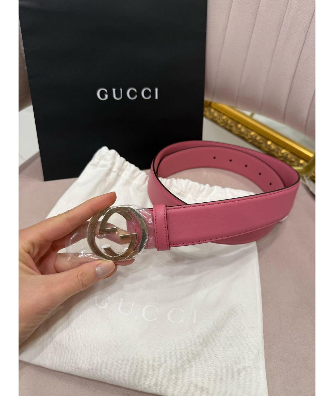 GUCCI Розовый кожаный ремень, фото 3