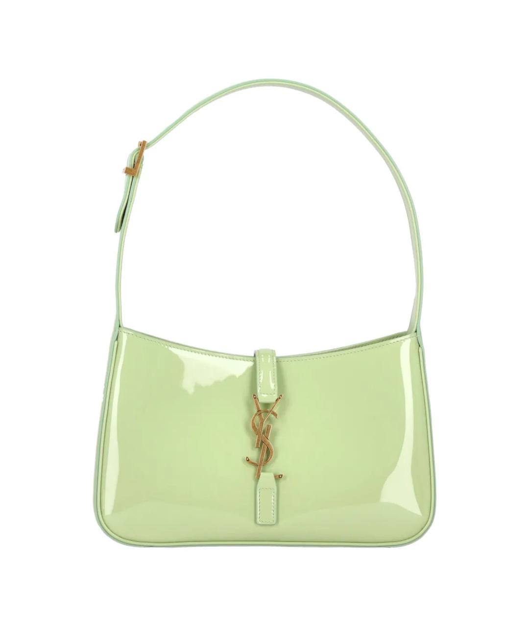 SAINT LAURENT Зеленая сумка через плечо из лакированной кожи, фото 1