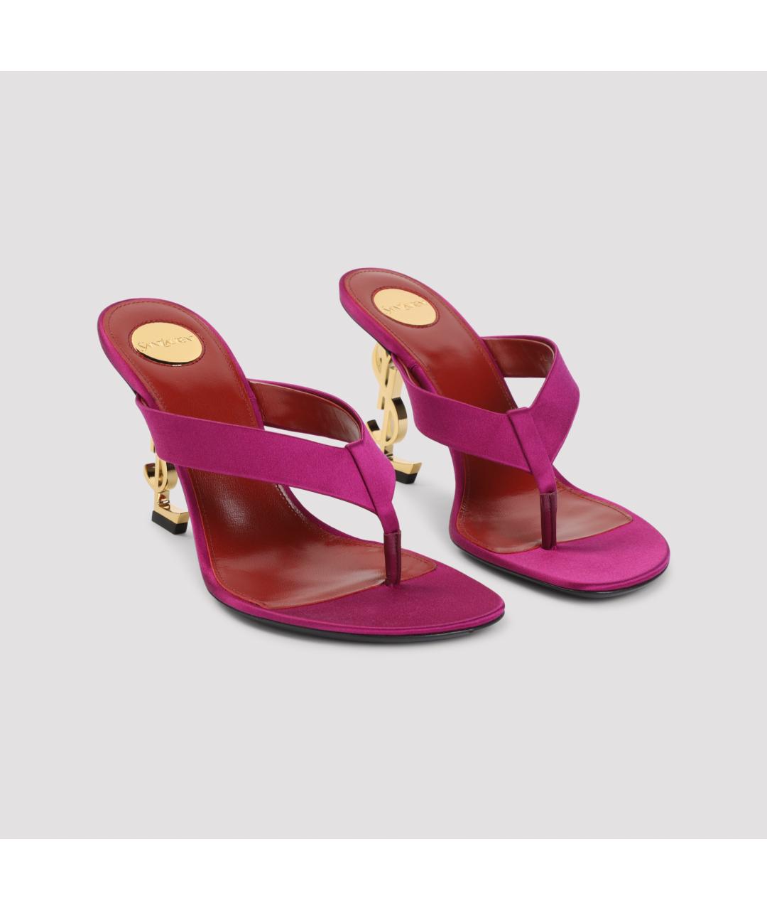 SAINT LAURENT Фуксия текстильные мюли, фото 3