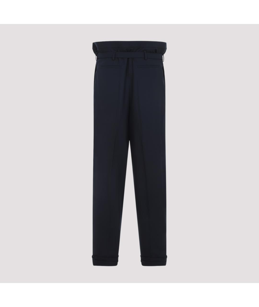 SAINT LAURENT Темно-синие шерстяные повседневные брюки, фото 2