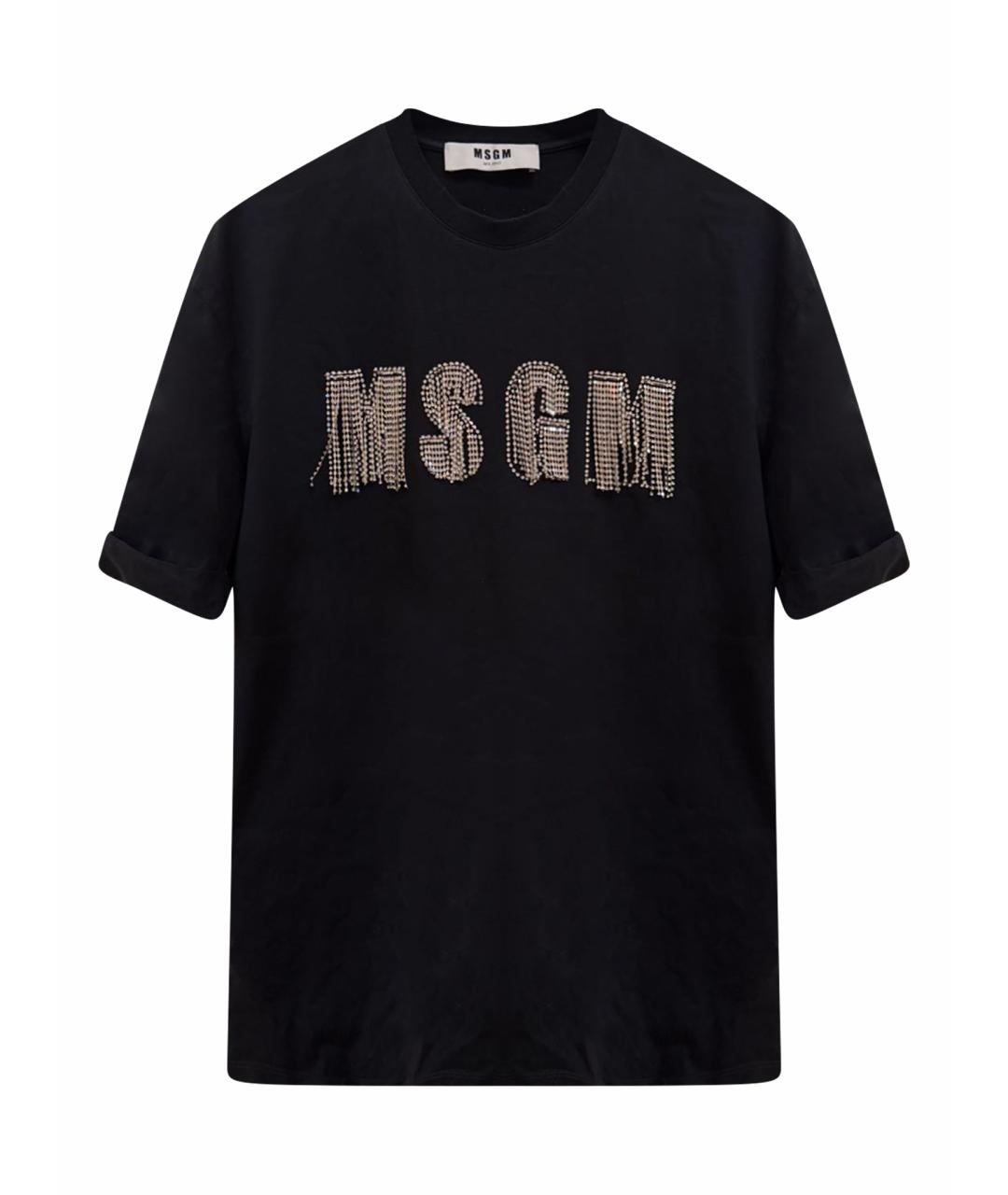 MSGM Черная хлопко-эластановая футболка, фото 1