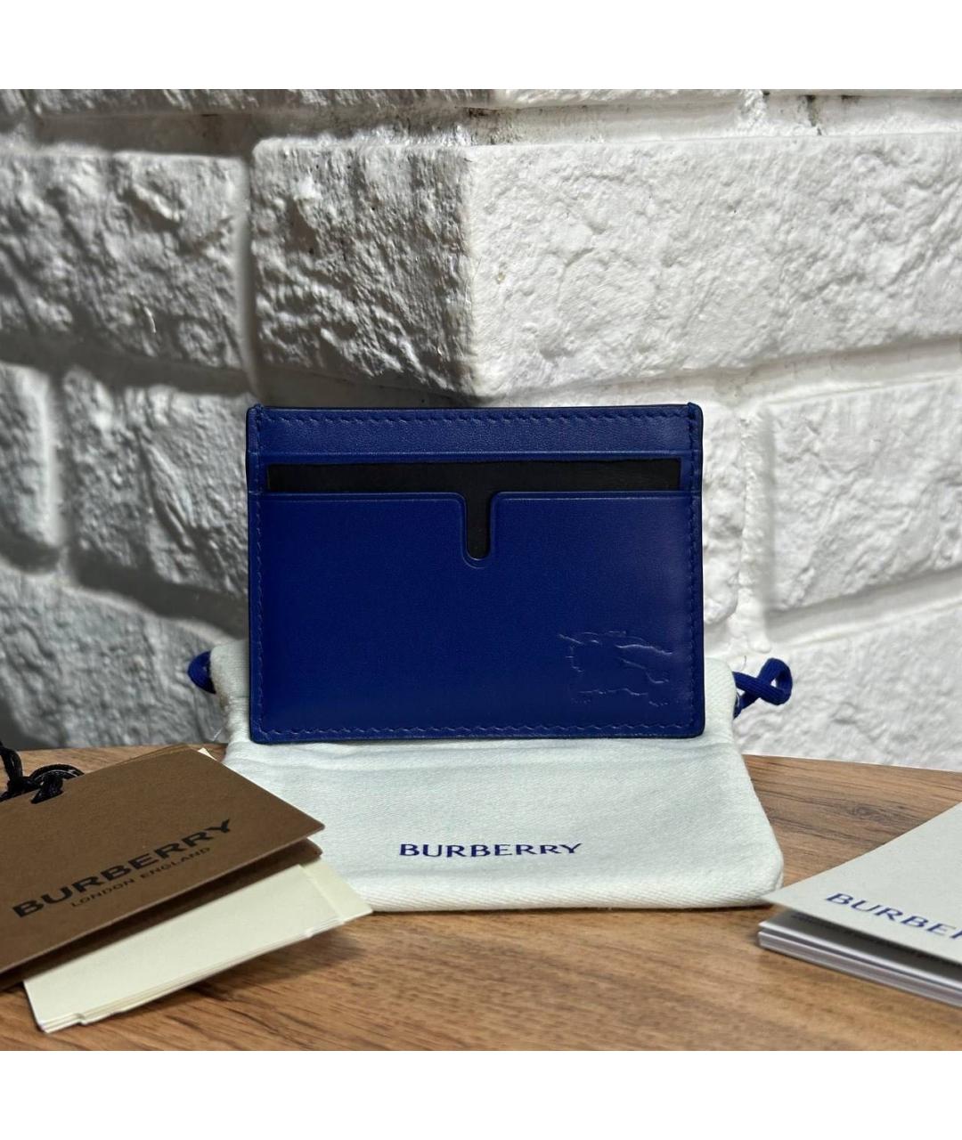 BURBERRY Синий кожаный кардхолдер, фото 2