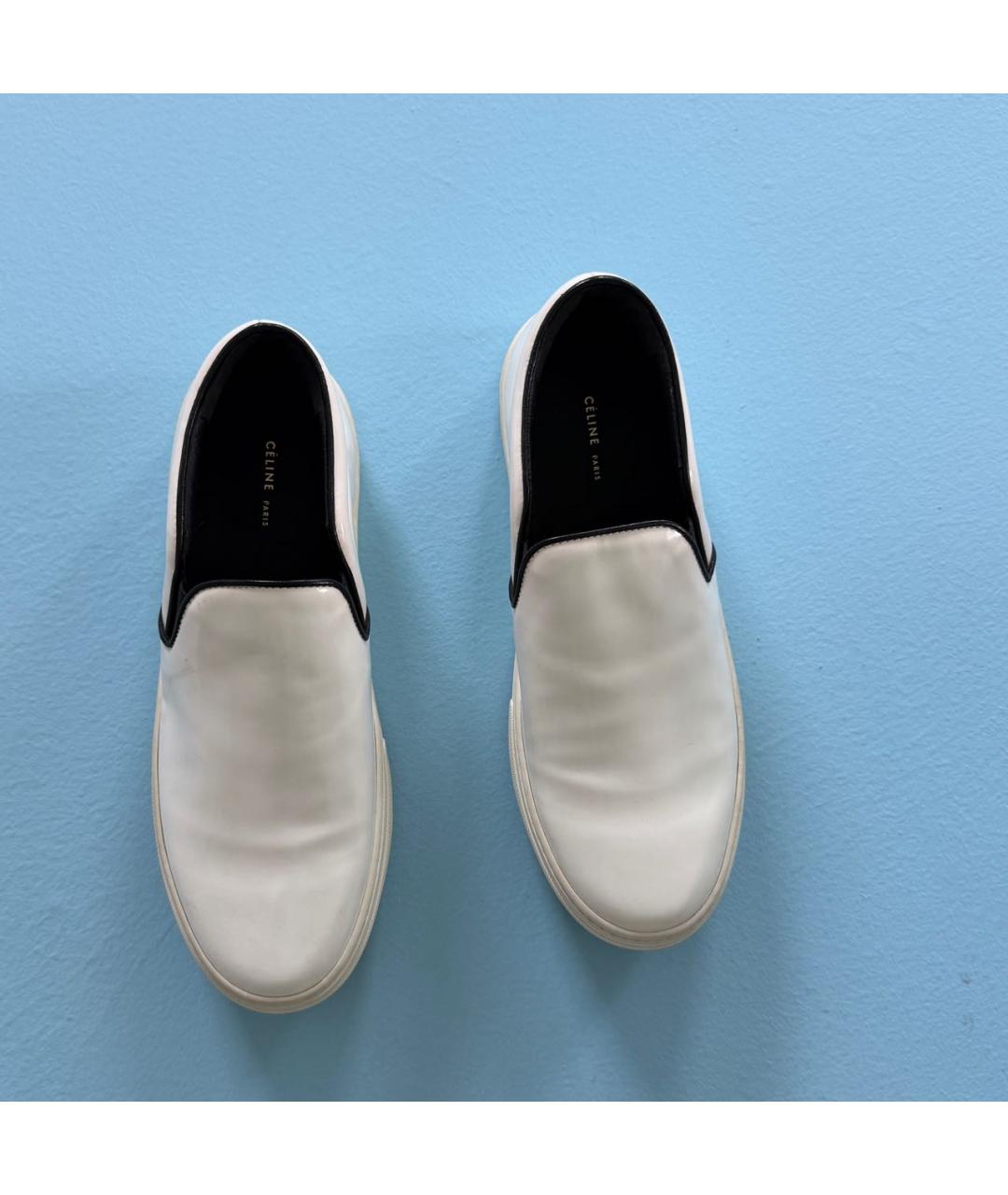 CELINE Белые кожаные слипоны, фото 8