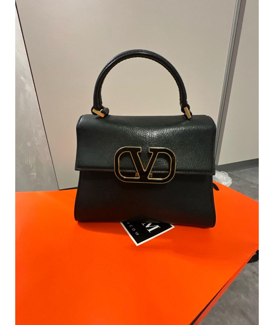 VALENTINO Черная кожаная сумка с короткими ручками, фото 9