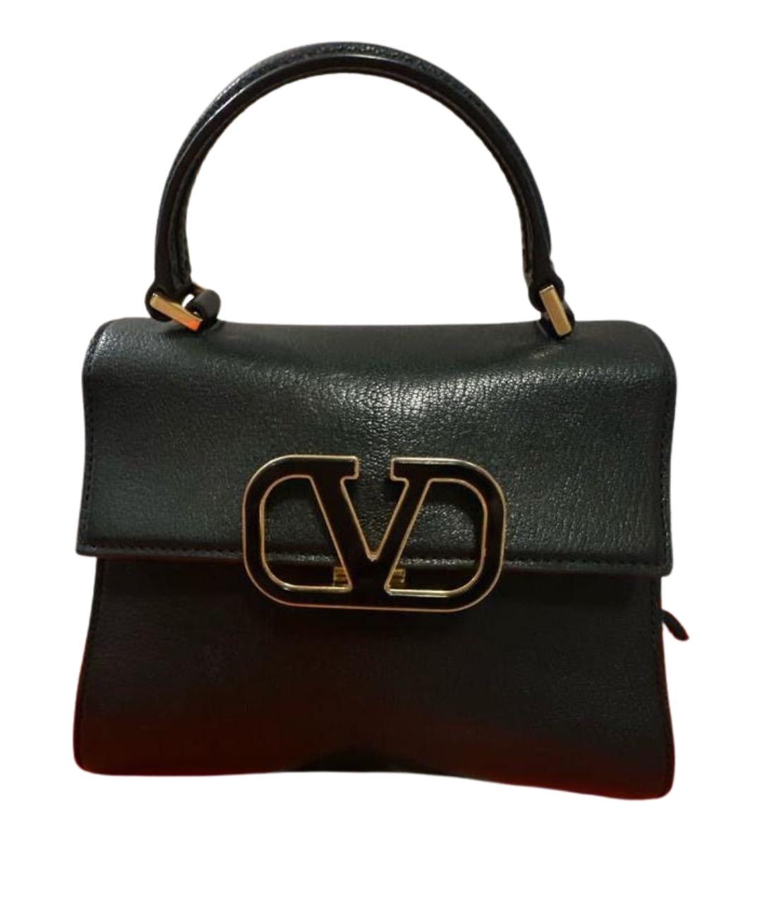 VALENTINO Черная кожаная сумка с короткими ручками, фото 1