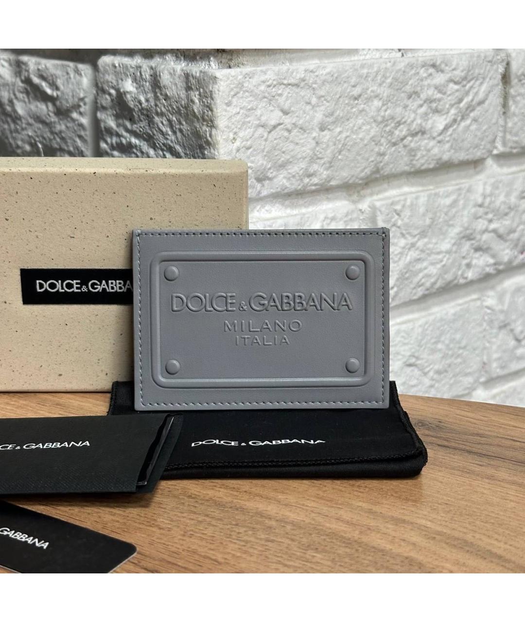 DOLCE&GABBANA Серый кожаный кардхолдер, фото 2