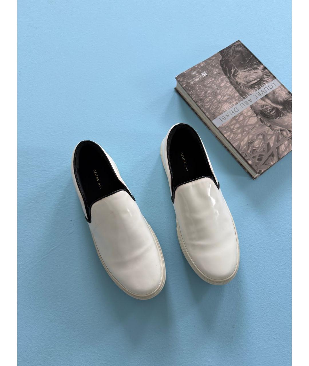 CELINE Белые кожаные слипоны, фото 4