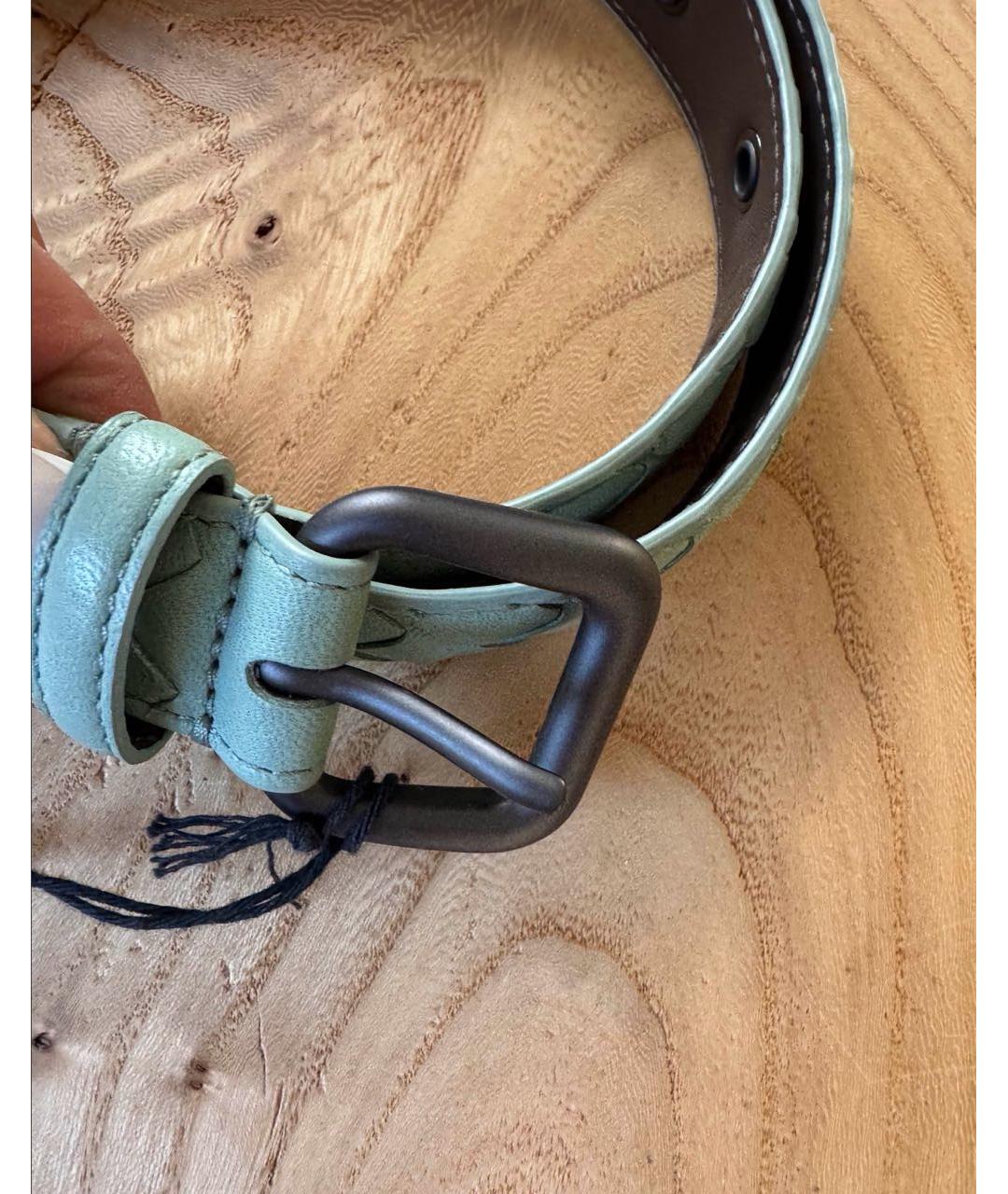 BOTTEGA VENETA Зеленый кожаный ремень, фото 3