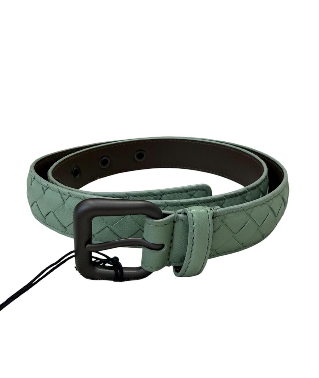 BOTTEGA VENETA Зеленый кожаный ремень, фото 6