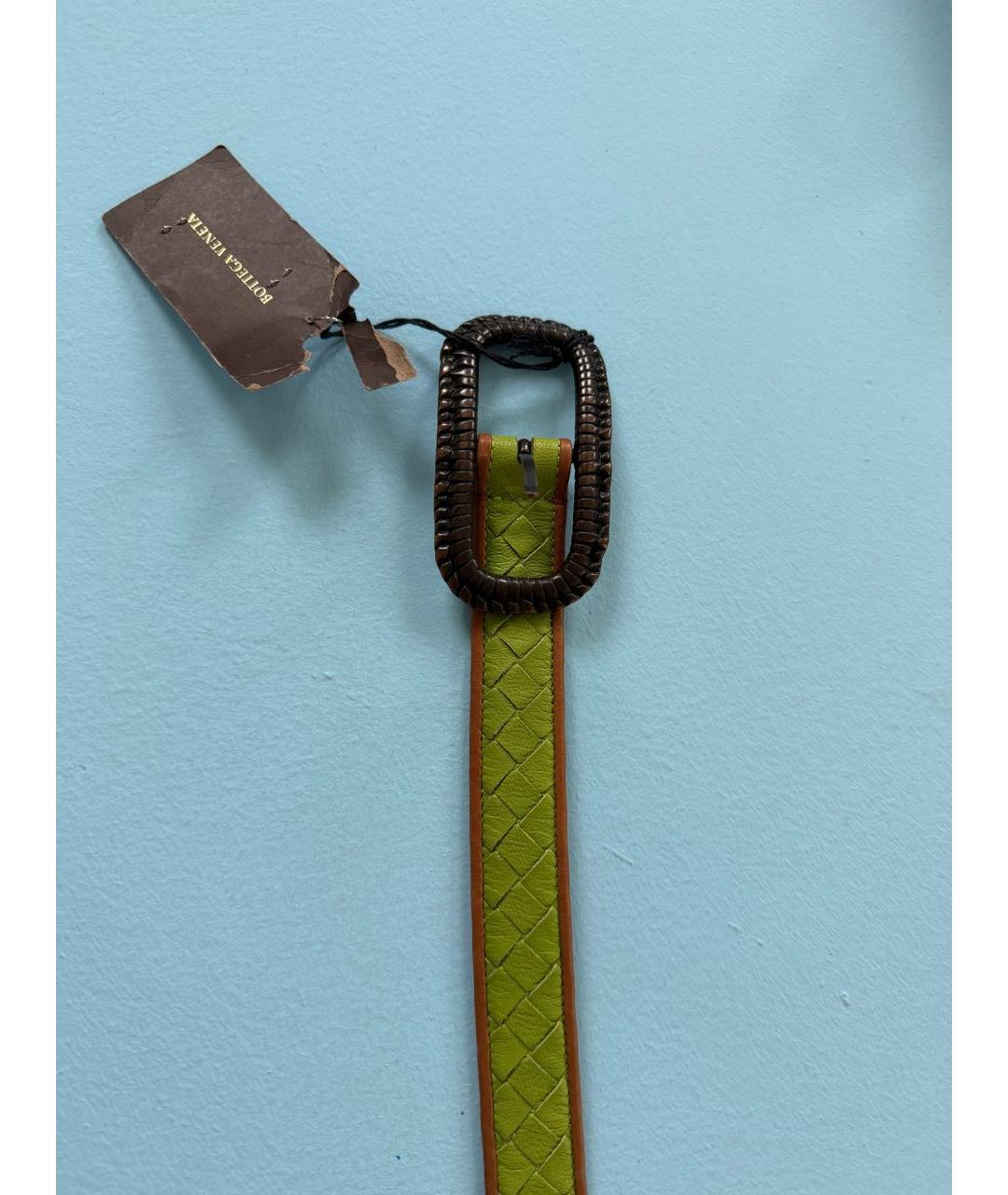 BOTTEGA VENETA Зеленый кожаный ремень, фото 2