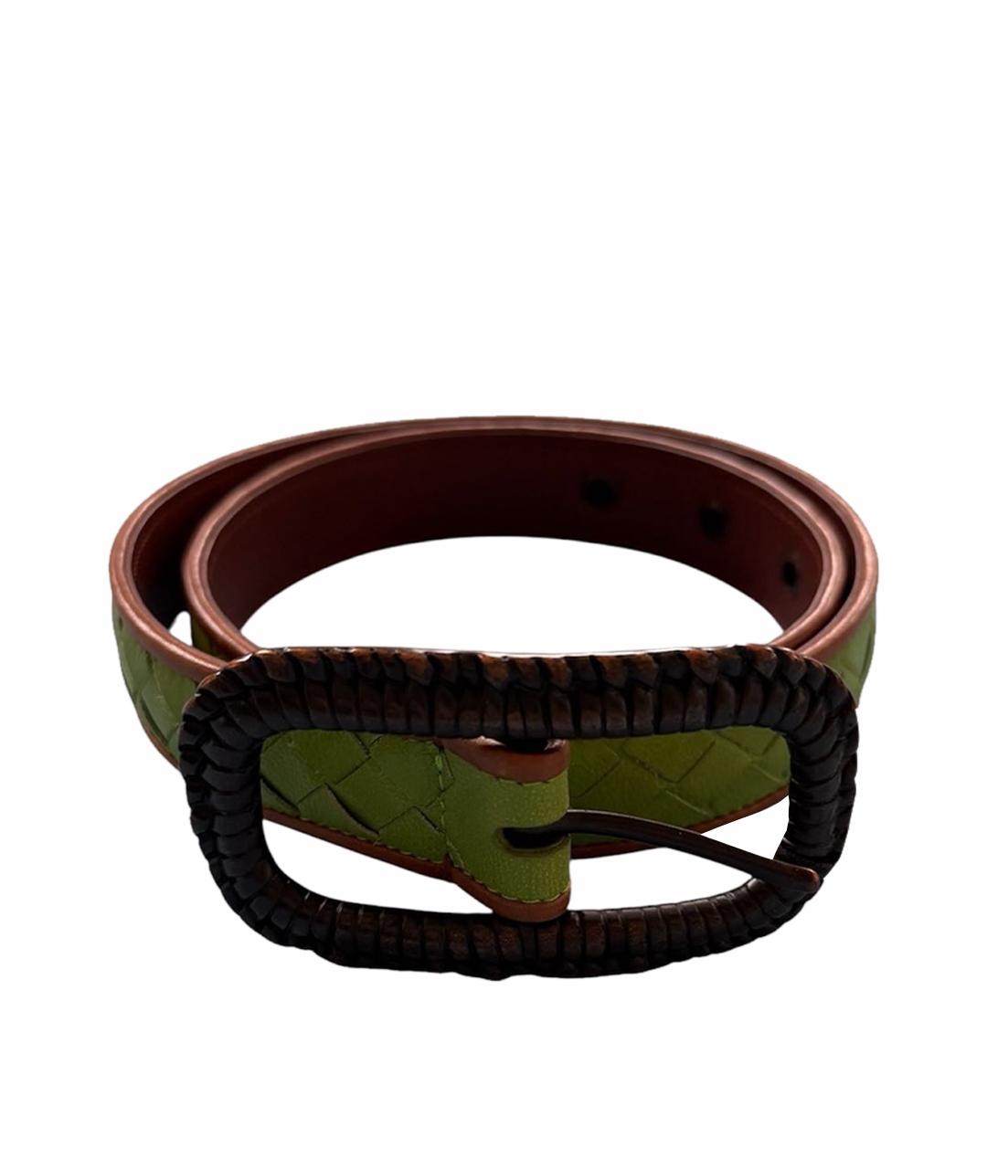 BOTTEGA VENETA Зеленый кожаный ремень, фото 1