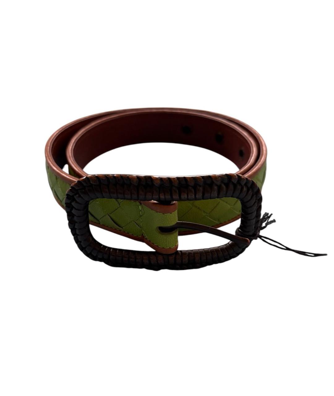 BOTTEGA VENETA Зеленый кожаный ремень, фото 7