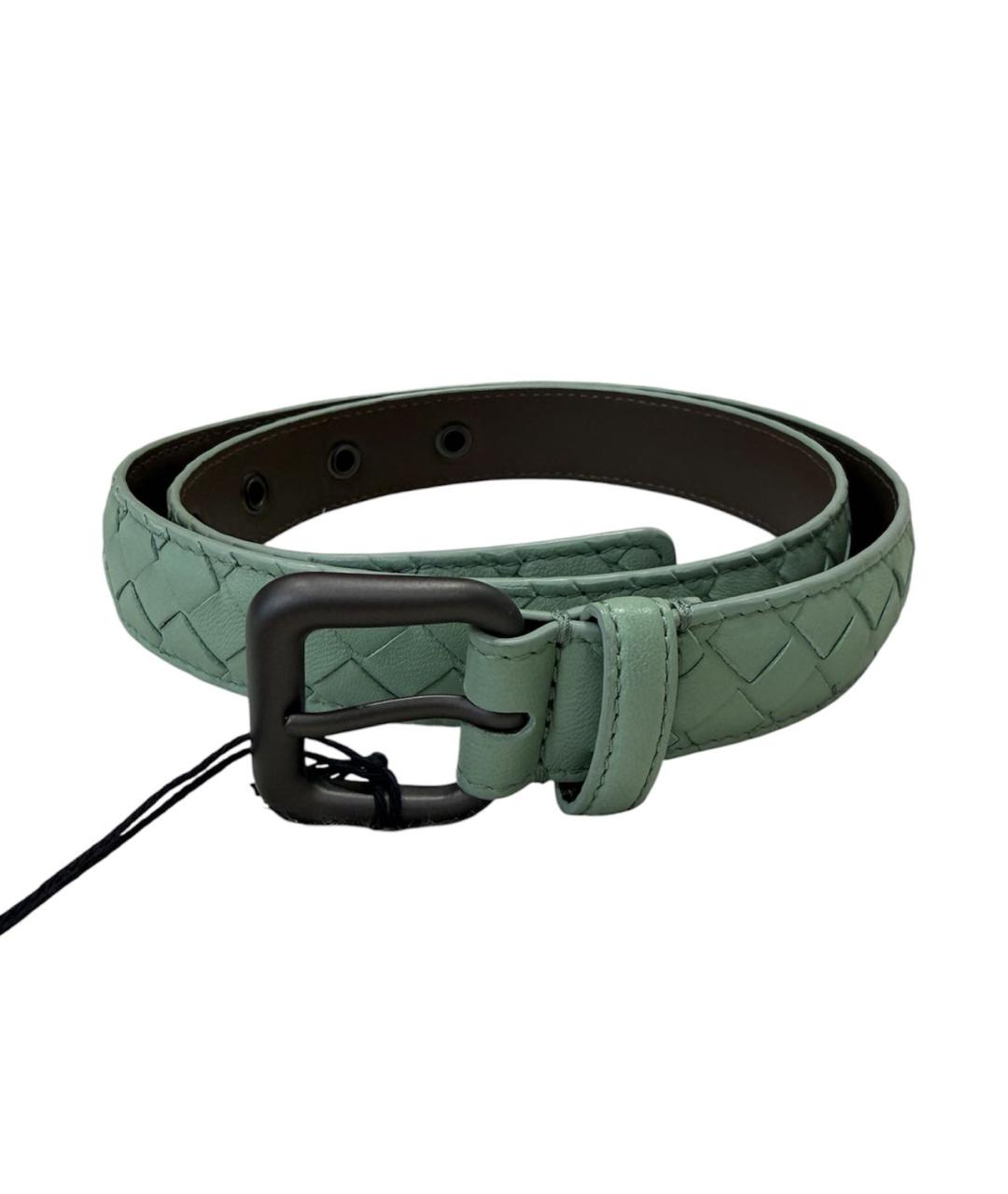 BOTTEGA VENETA Зеленый кожаный ремень, фото 6