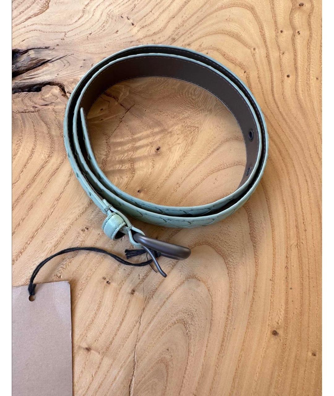 BOTTEGA VENETA Зеленый кожаный ремень, фото 2