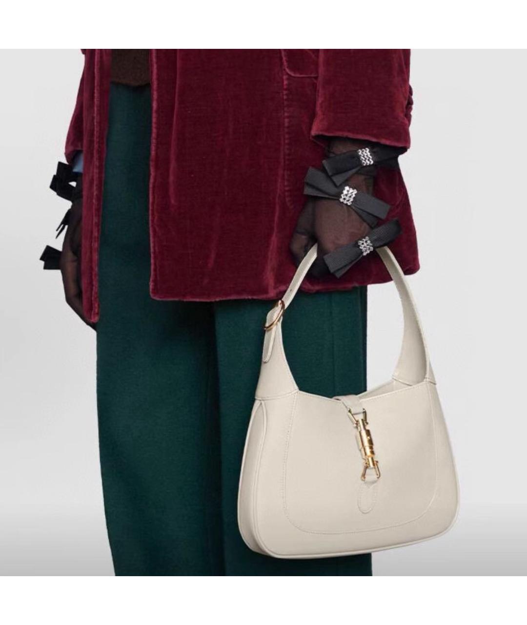 GUCCI Бежевая кожаная сумка с короткими ручками, фото 2