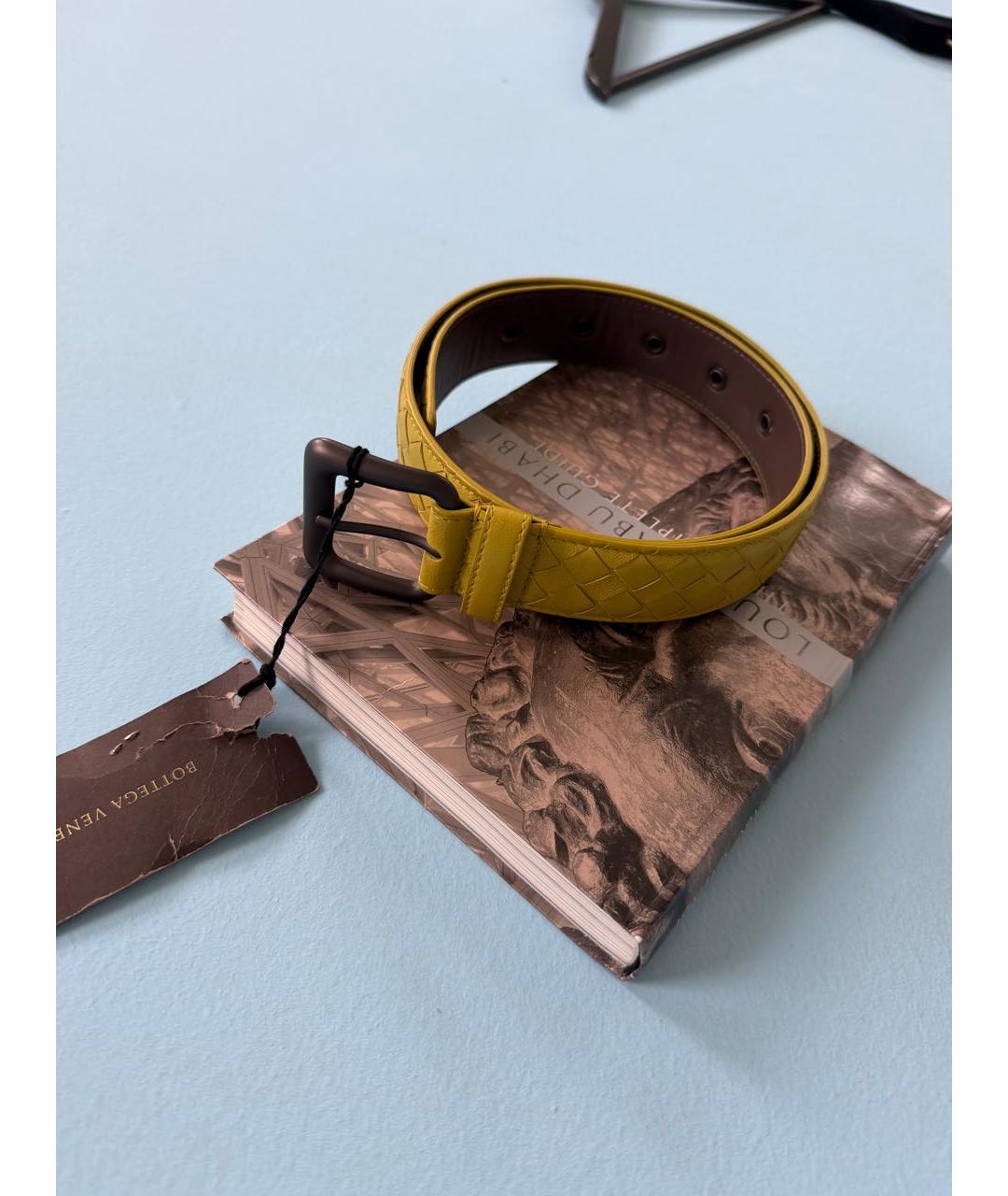 BOTTEGA VENETA Горчичный кожаный ремень, фото 6