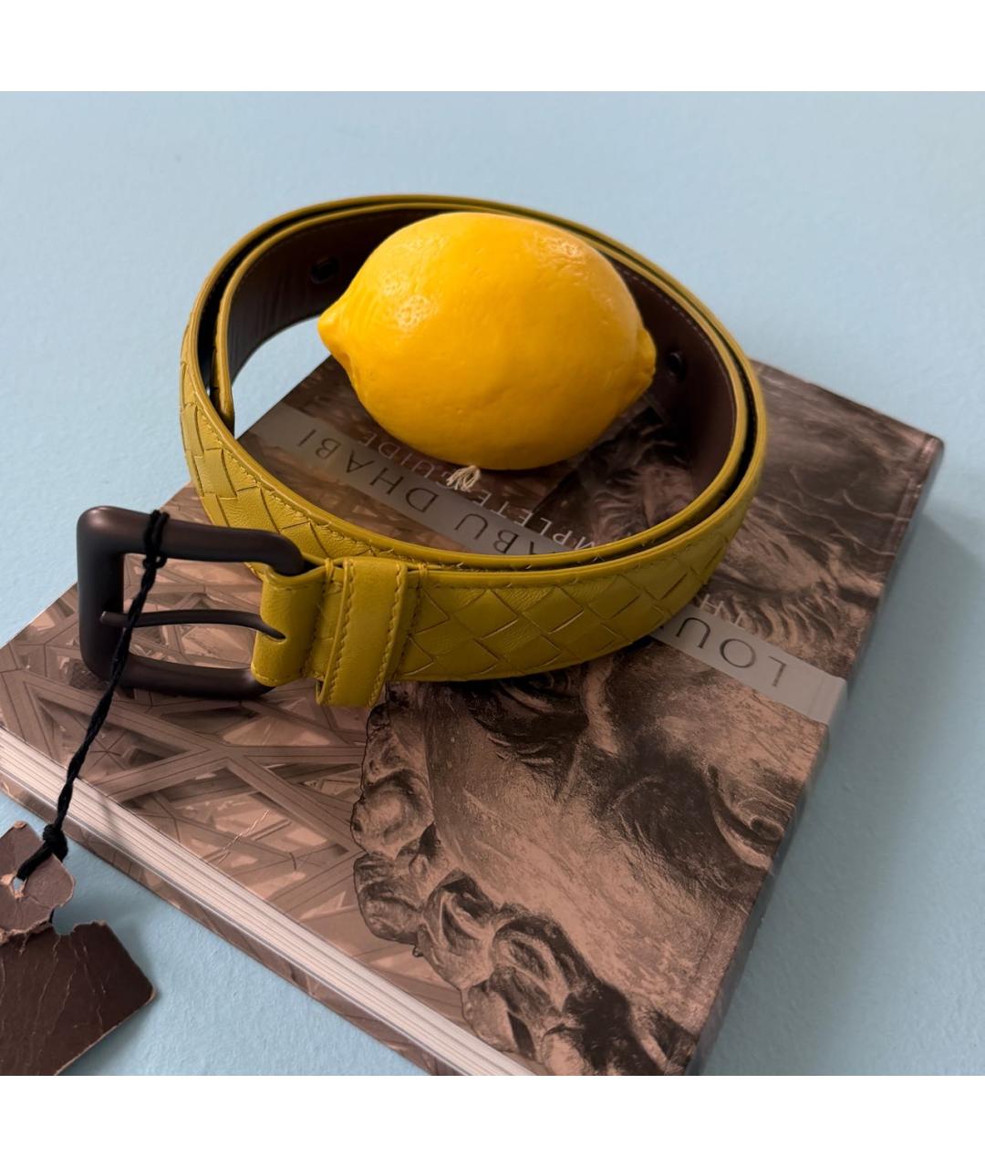 BOTTEGA VENETA Горчичный кожаный ремень, фото 7