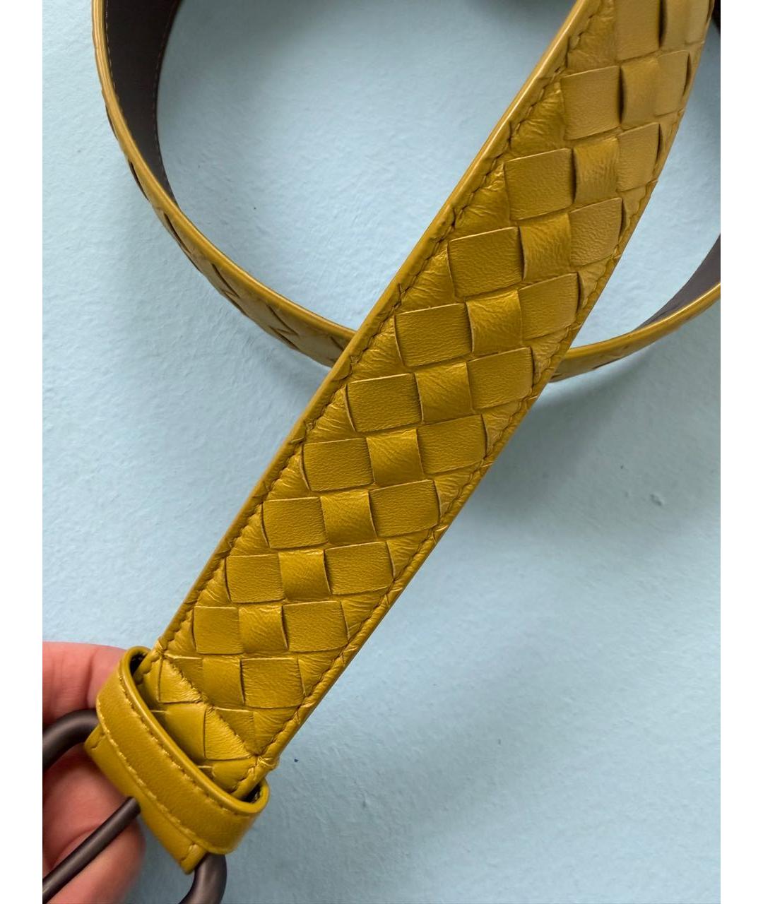 BOTTEGA VENETA Горчичный кожаный ремень, фото 3