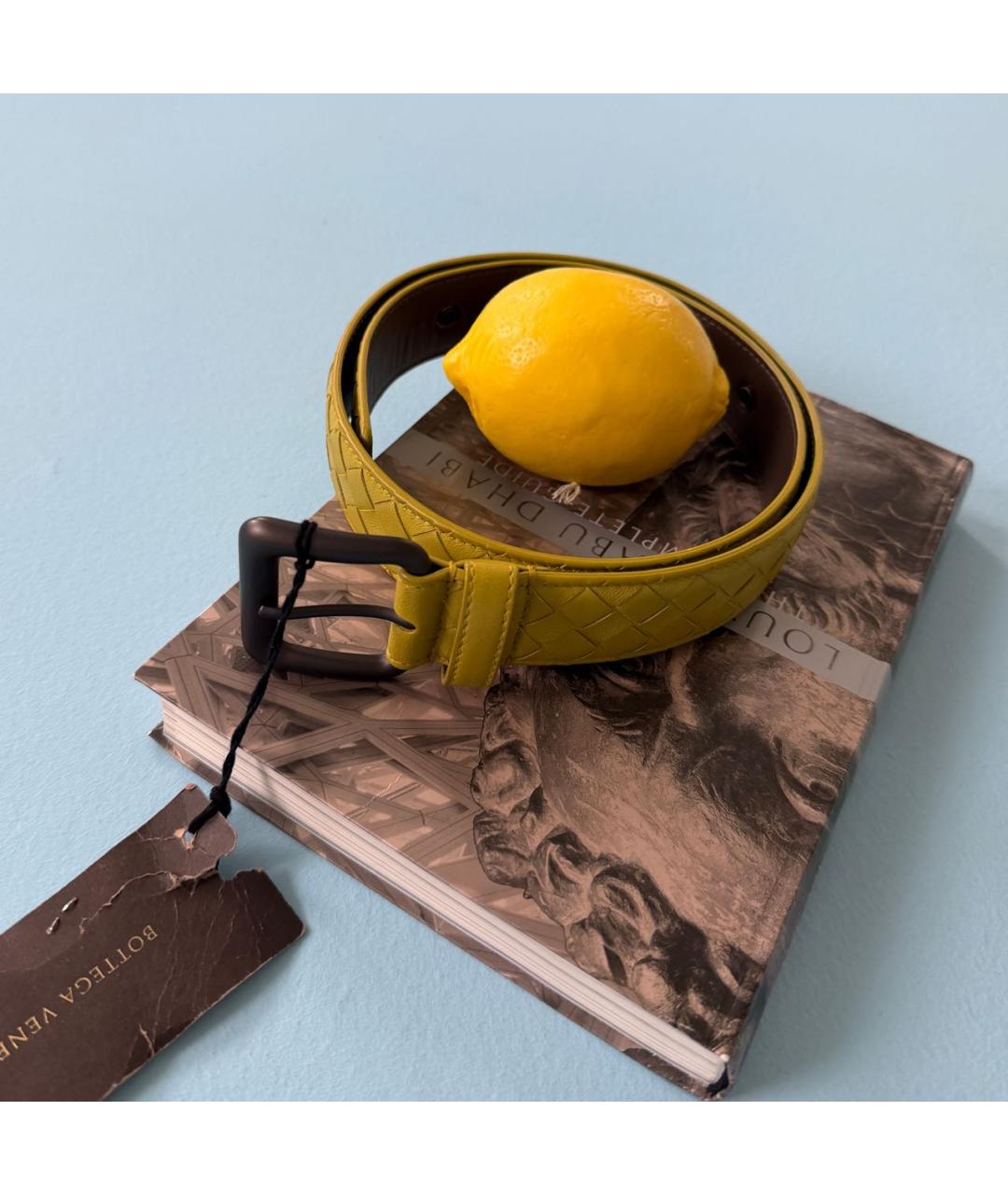 BOTTEGA VENETA Горчичный кожаный ремень, фото 7