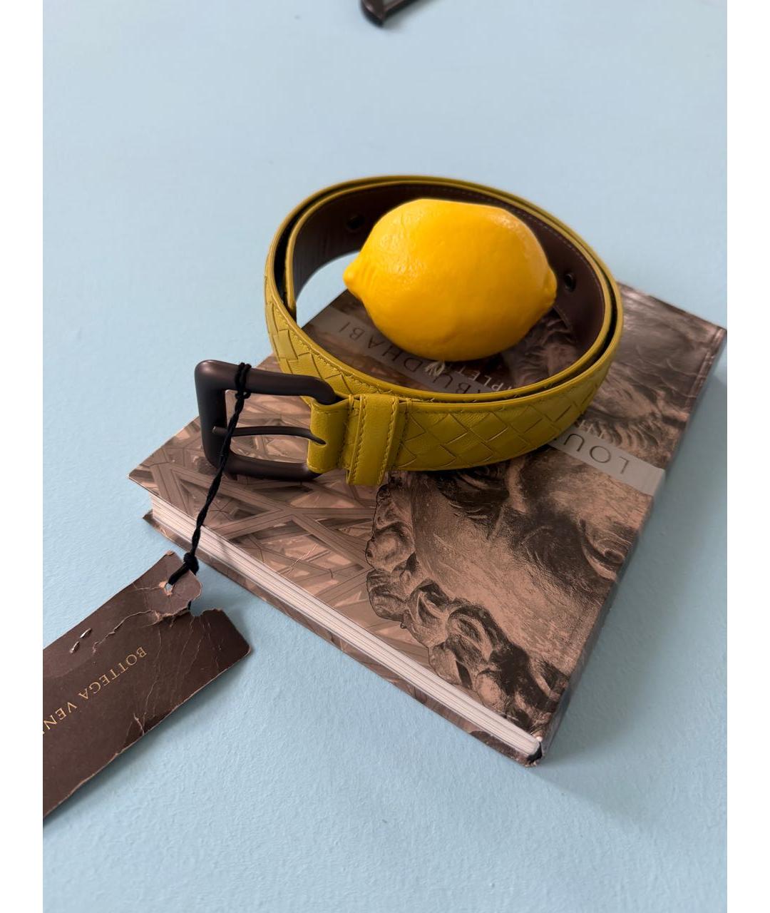 BOTTEGA VENETA Горчичный кожаный ремень, фото 6