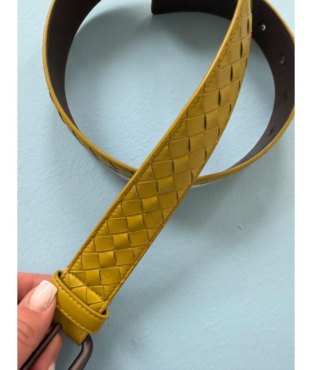 BOTTEGA VENETA Горчичный кожаный ремень, фото 5