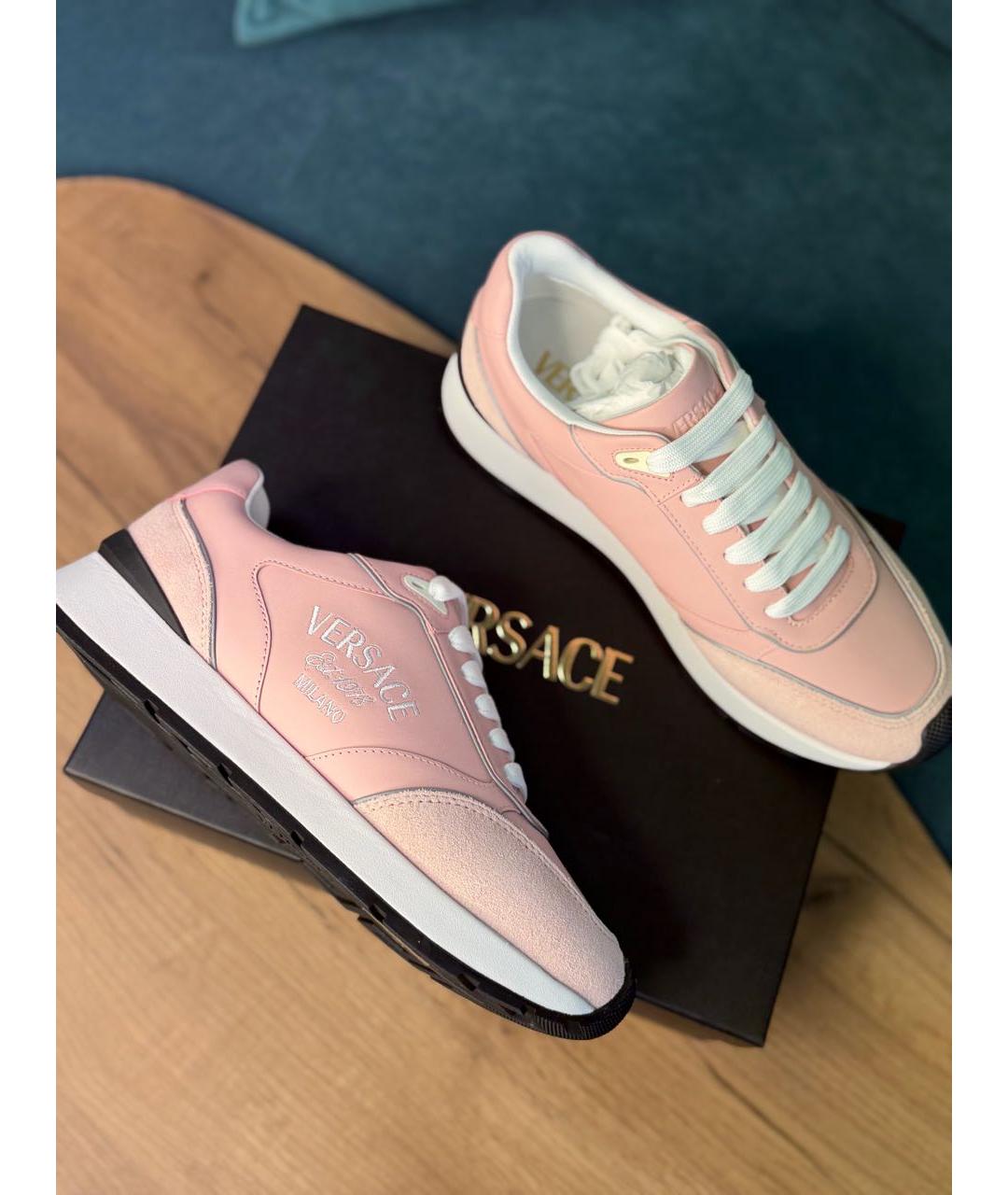 VERSACE Розовые замшевые кроссовки, фото 7