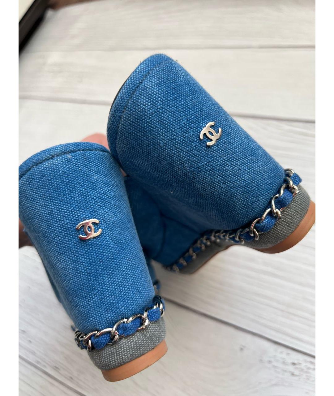 CHANEL Синие текстильные сабо, фото 3