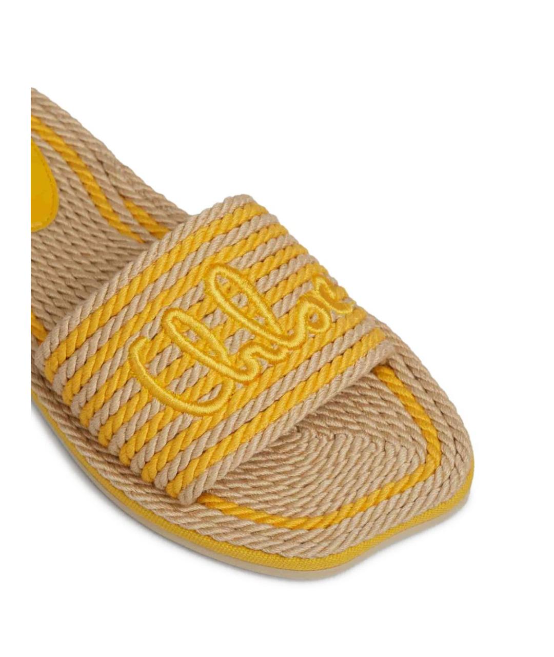 CHLOE Бежевые текстильные шлепанцы, фото 4