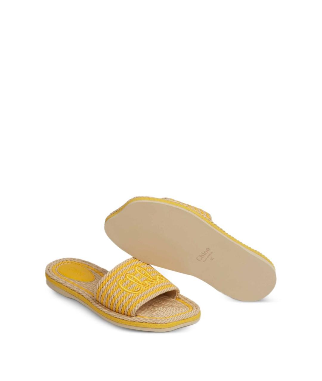 CHLOE Бежевые текстильные шлепанцы, фото 5
