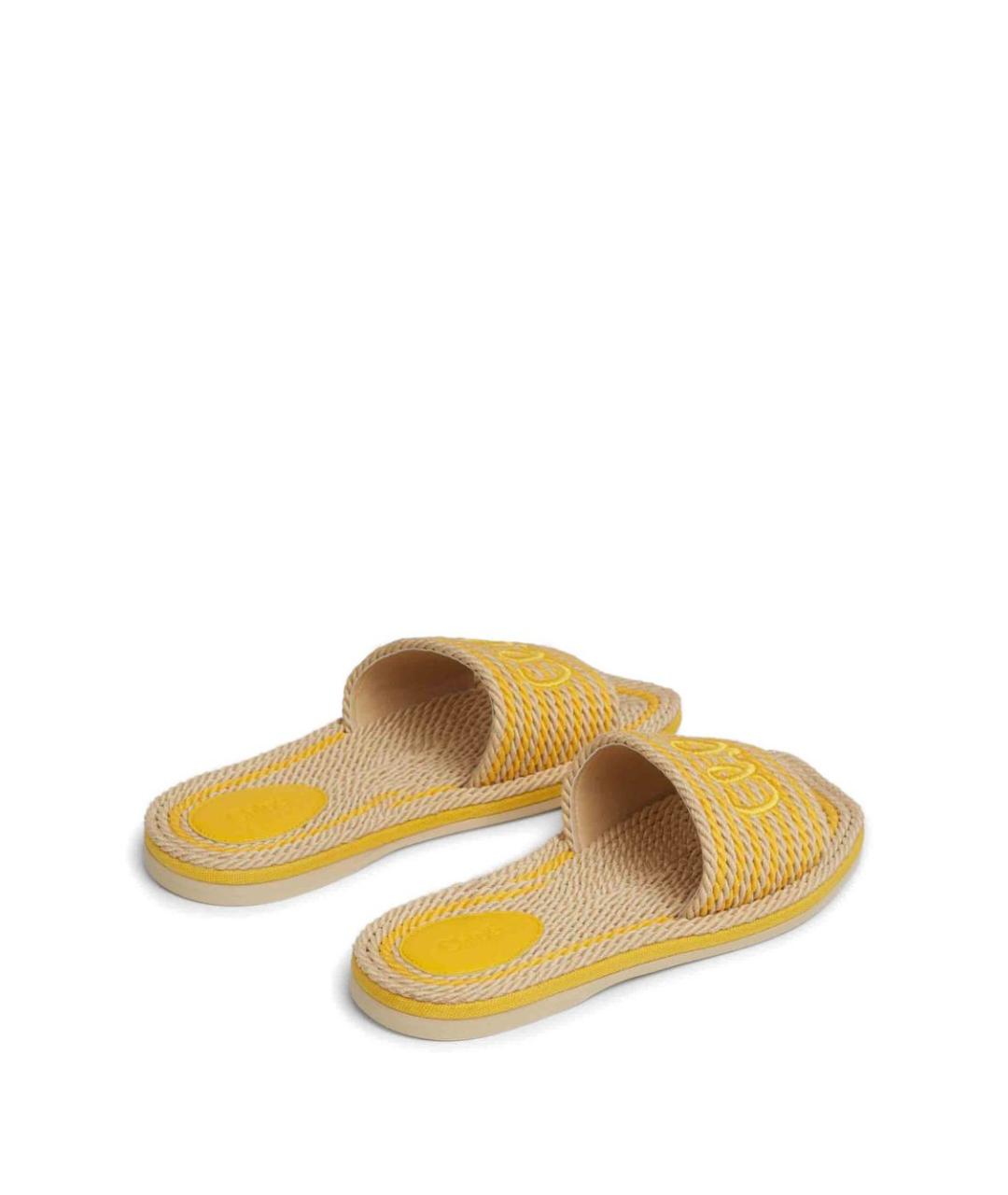 CHLOE Бежевые текстильные шлепанцы, фото 2