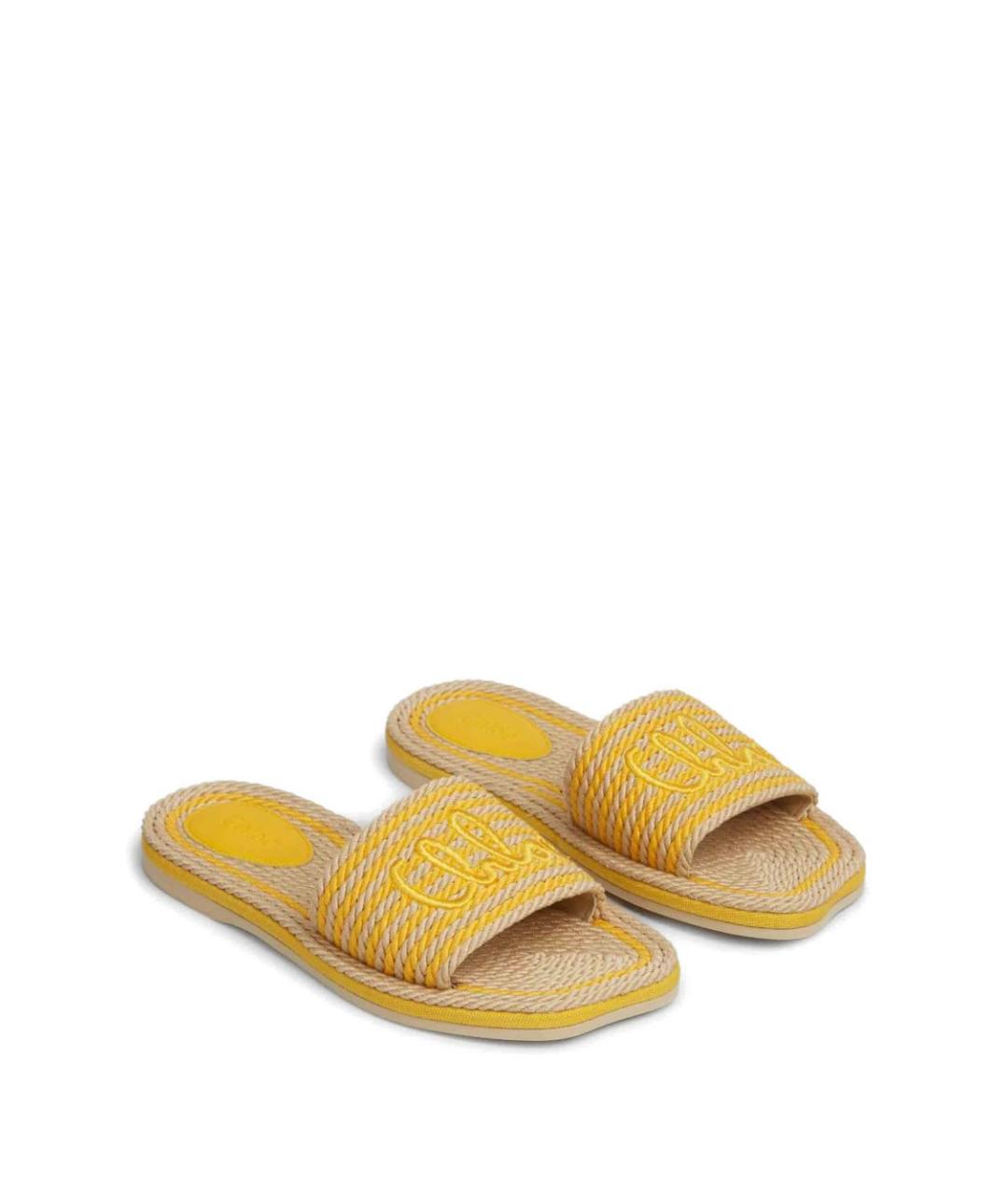 CHLOE Бежевые текстильные шлепанцы, фото 3