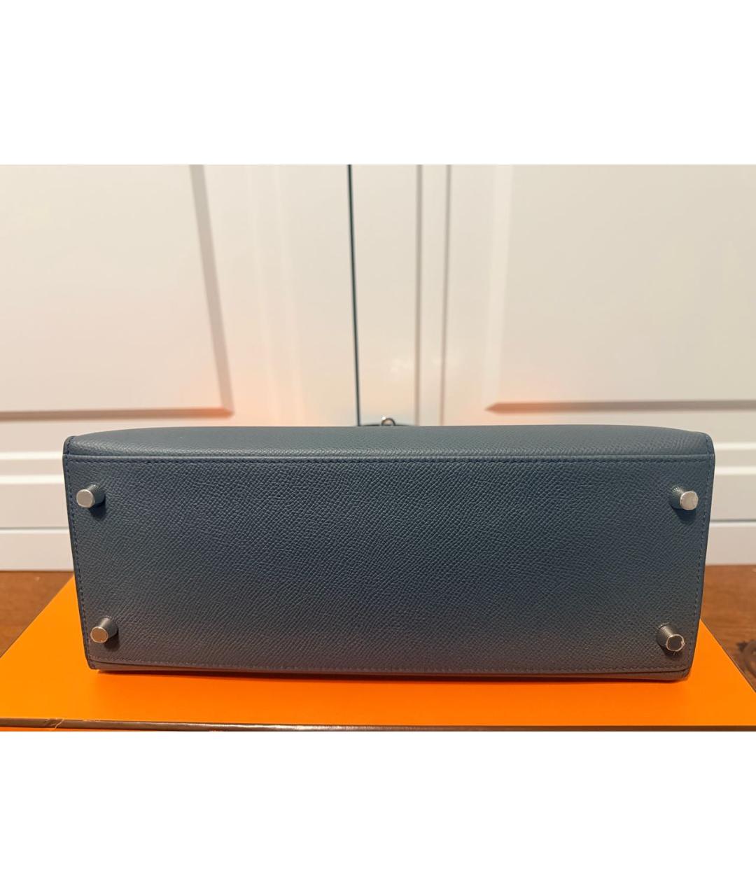 HERMES Серая кожаная сумка с короткими ручками, фото 3