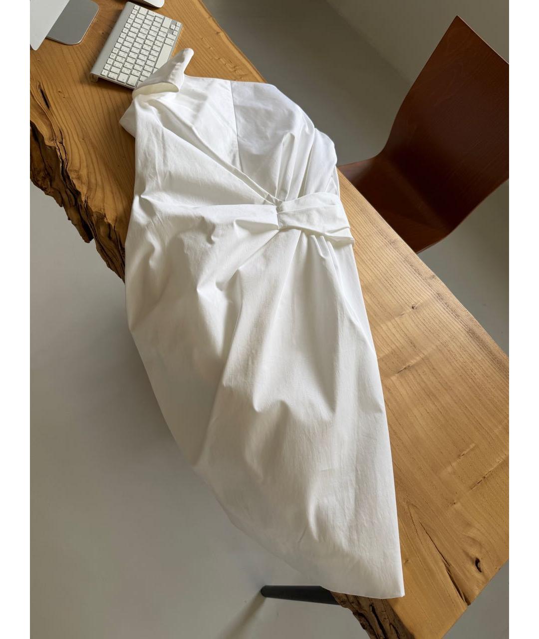 CHRISTIAN DIOR Белое хлопко-эластановое повседневное платье, фото 6