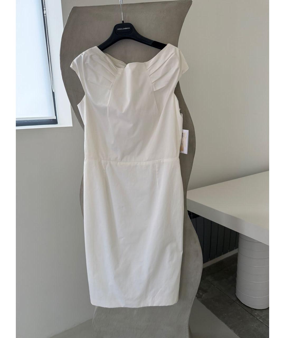 CHRISTIAN DIOR Белое хлопко-эластановое повседневное платье, фото 5