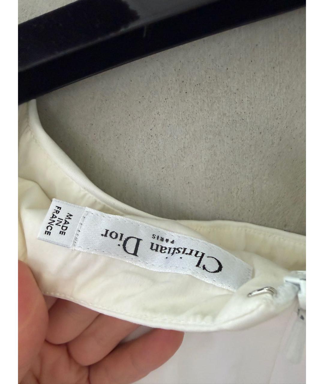 CHRISTIAN DIOR Белое хлопко-эластановое повседневное платье, фото 6