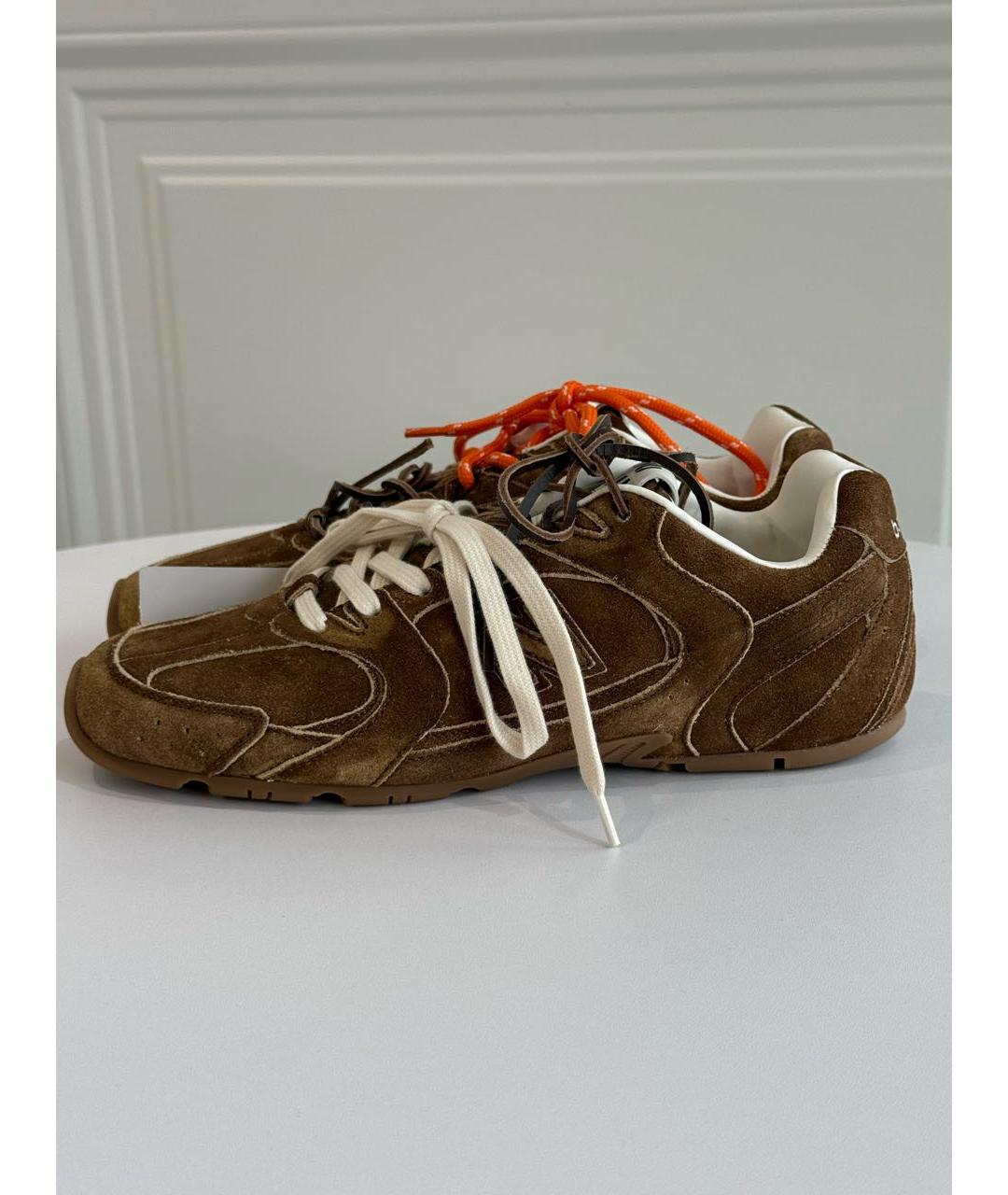 MIU MIU Коричневые замшевые кроссовки, фото 5
